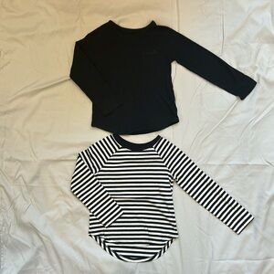 Cat and Jack girls long sleeve 5T solid black and black and white the striped